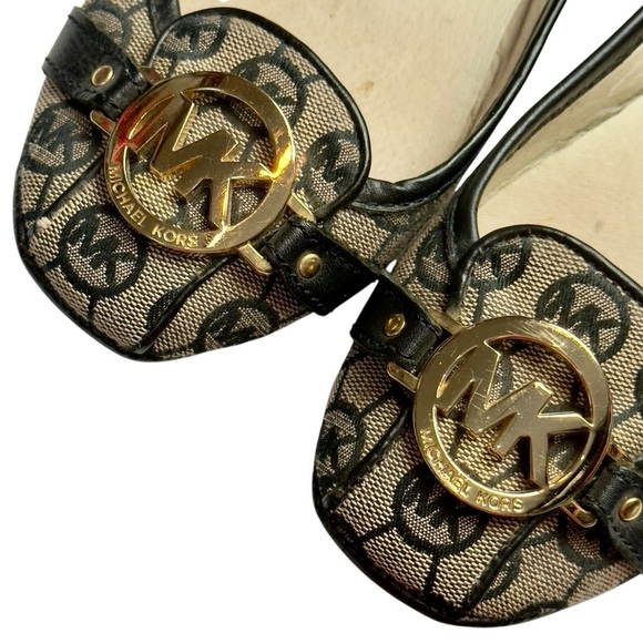 Michael Kors MK Black Leather Trim Ballerina Flat Fulton Shoes Size 8M - Picture 4 of 10